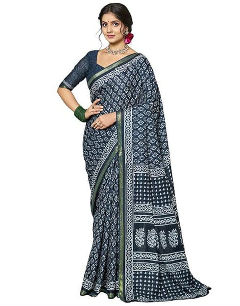 Siril Women'S Pure Cotton Saree | Printed Saree With Unstitched Blouse Piece